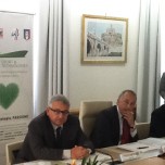 Nella foto, da sinistra, Duccio Campagnoli (presidente BolognaFiere), Giancarlo Abete (presidente FIGC) e Carlo Tavecchio (presidente LND).