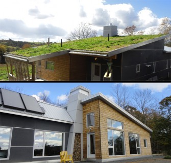 Il tetto "bio" e la facciata con il solare termico.